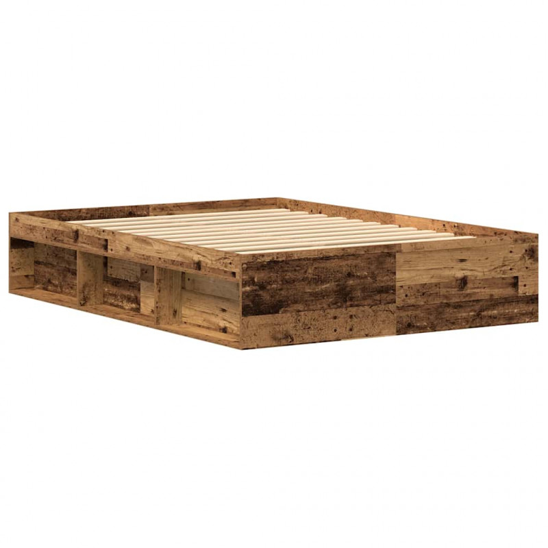 Rama łóżka bez materaca Stare drewno 135x190cm Drewno klejone