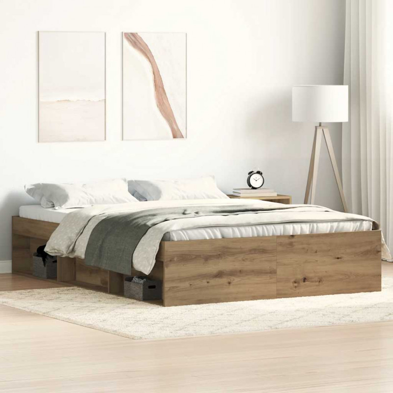 Rama łóżka bez materaca Artisan Oak 135x190cm Drewno klejone