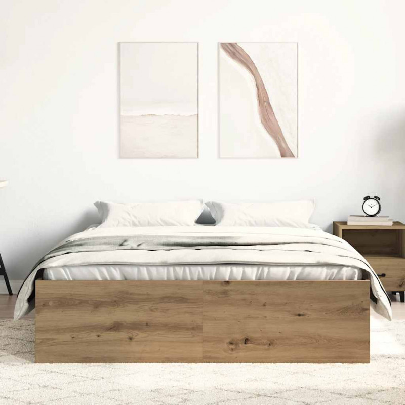 Rama łóżka bez materaca Artisan Oak 135x190cm Drewno klejone