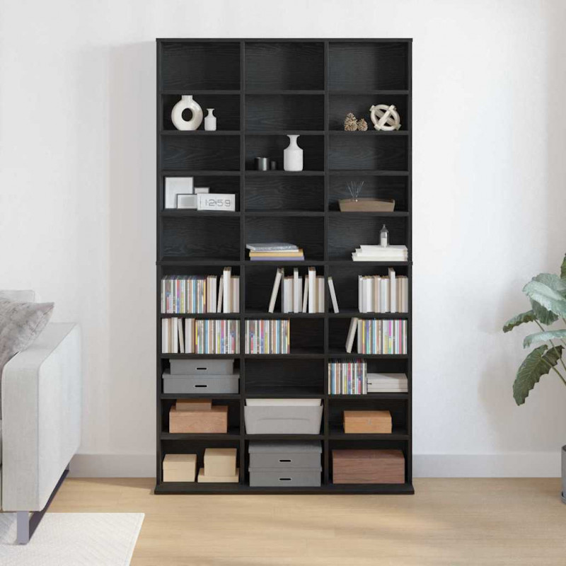 Kabinet na płyty CD z półką Czarny Dąb 101 x 23 x 177,5 cm