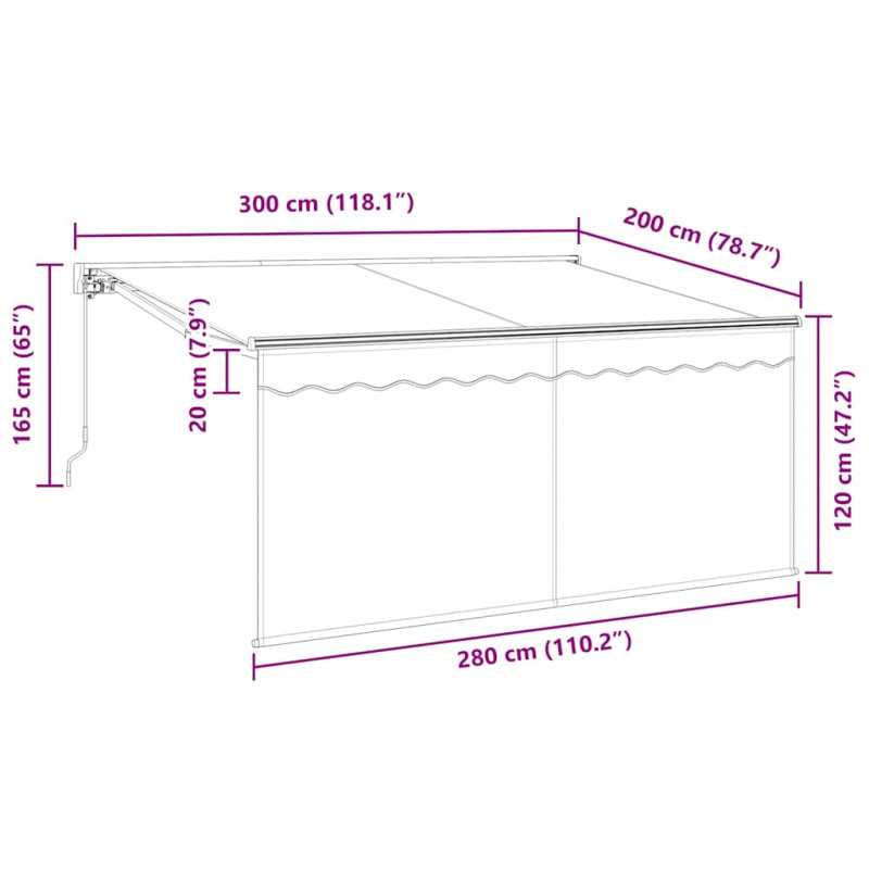 Markiza zwijana Kremowy 300 x 200 cm tkanina