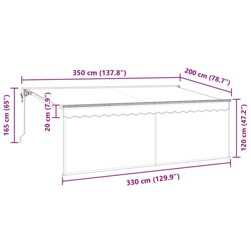 Markiza zwijana Paski Niebieski 350 x 200 cm tkanina