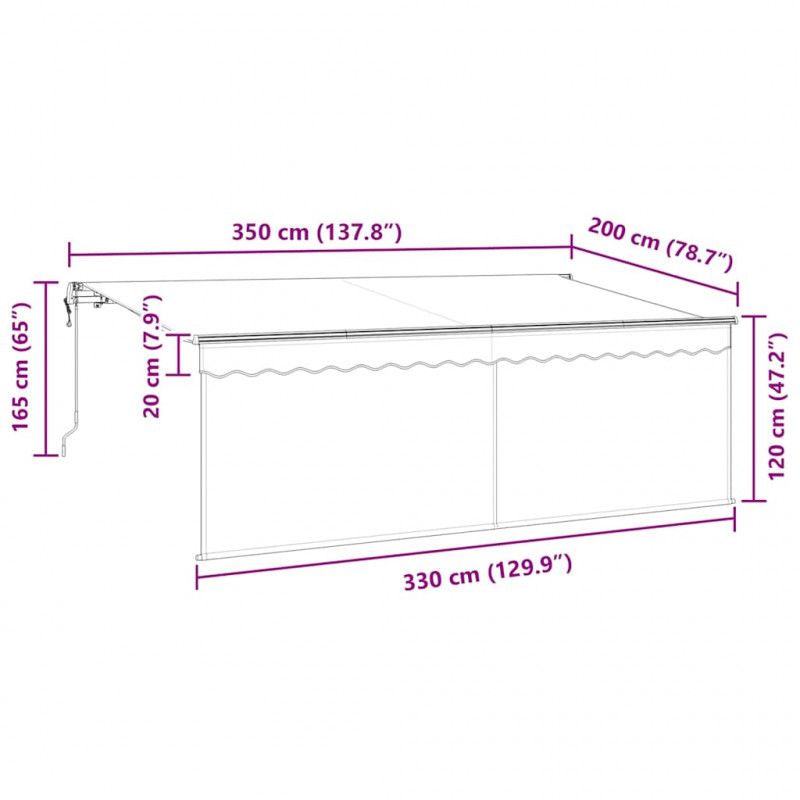 Markiza zwijana Paski Niebieski 350 x 200 cm tkanina