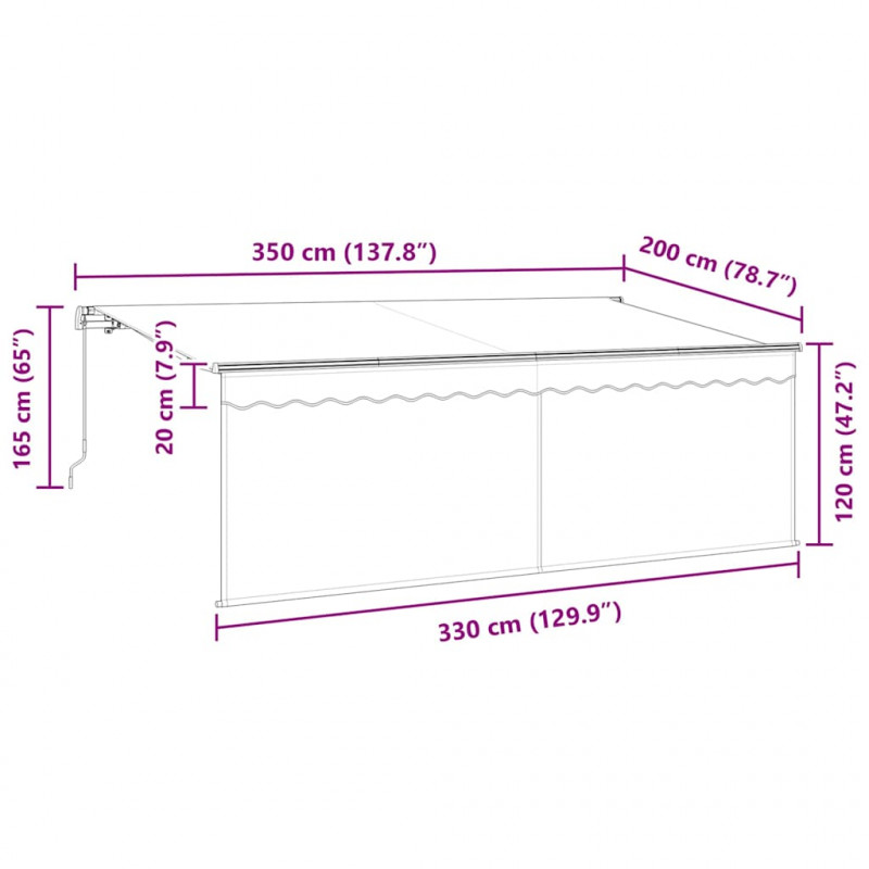 Markiza zwijana Kremowy 350 x 200 cm Poliester i aluminium
