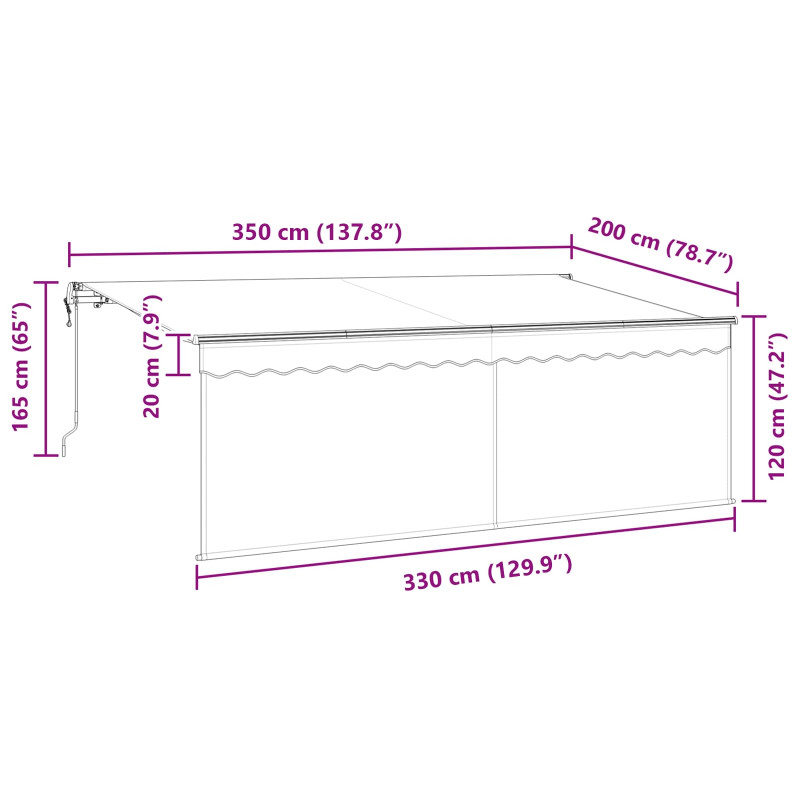 Markiza zwijana Kremowy 350 x 200 cm Poliester i aluminium