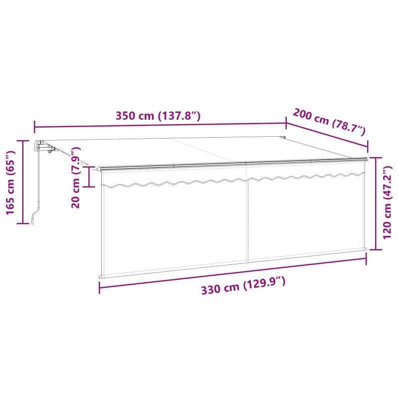 Markiza zwijana Antracyt 350 x 200 cm Poliester i aluminium