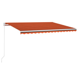 Ręcznie zwijana markiza z LED, 400x350 cm, pomarańczowo-brązowa