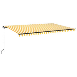 Ręcznie zwijana markiza z LED, 500 x 300 cm, żółto-biała
