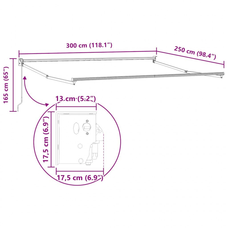Markiza zwijana Czerwony i Biały 300 x 250 cm