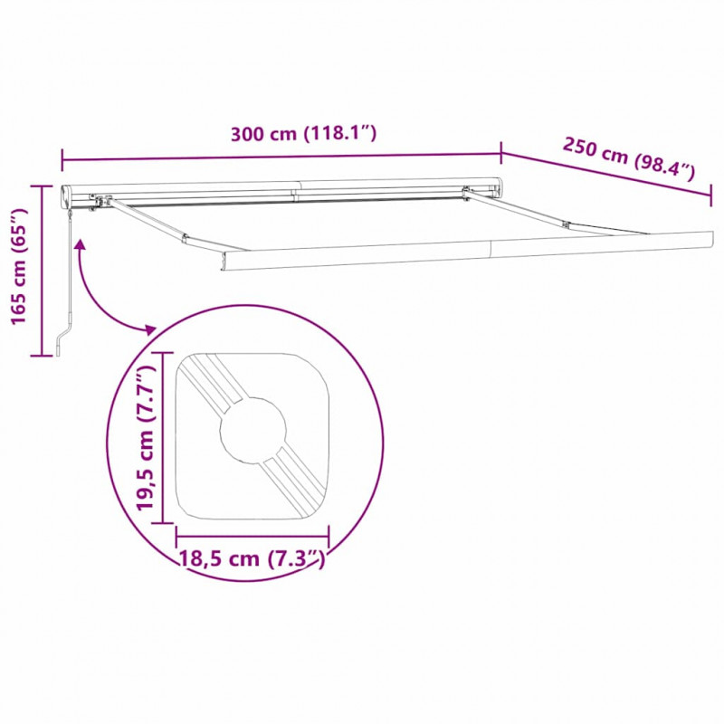 Markiza zwijana Czerwony i Biały 300 x 250 cm Tkanina i Metal