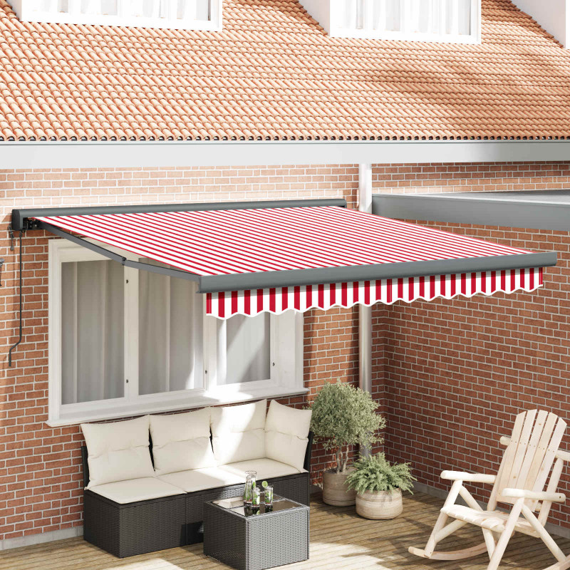 Markiza Czerwony i Biały 300 x 250 cm Poliester i aluminium