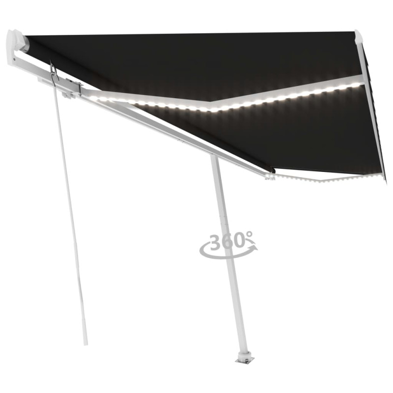 Ręcznie zwijana markiza z LED, 500x350 cm, antracytowa