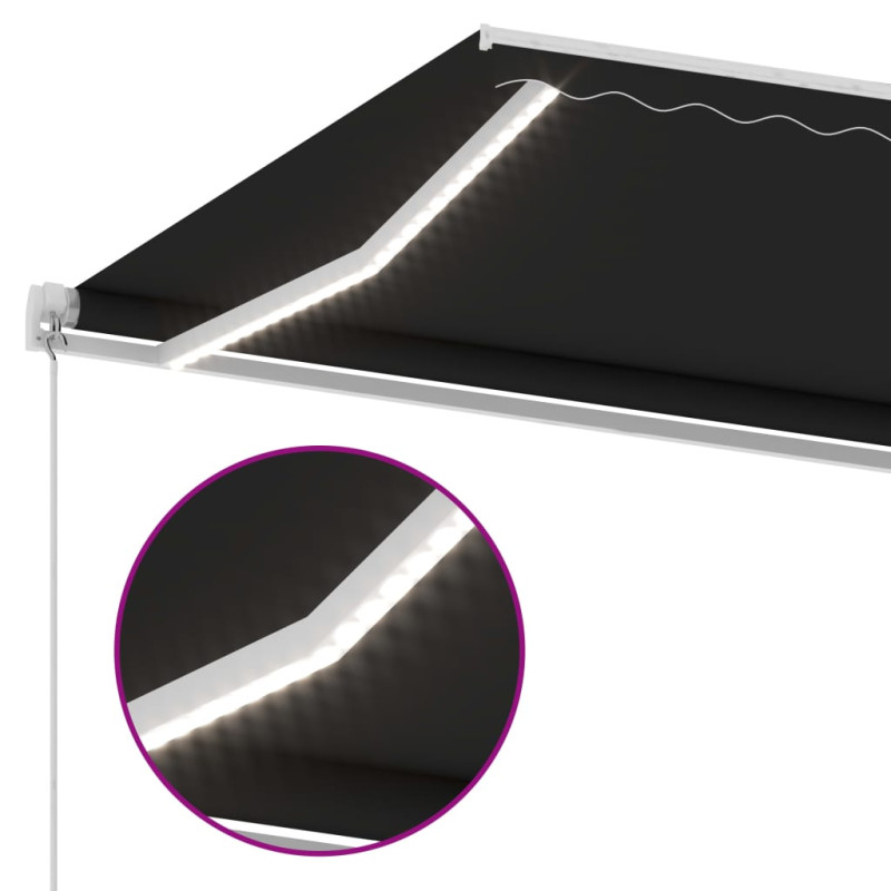 Ręcznie zwijana markiza z LED, 500x350 cm, antracytowa