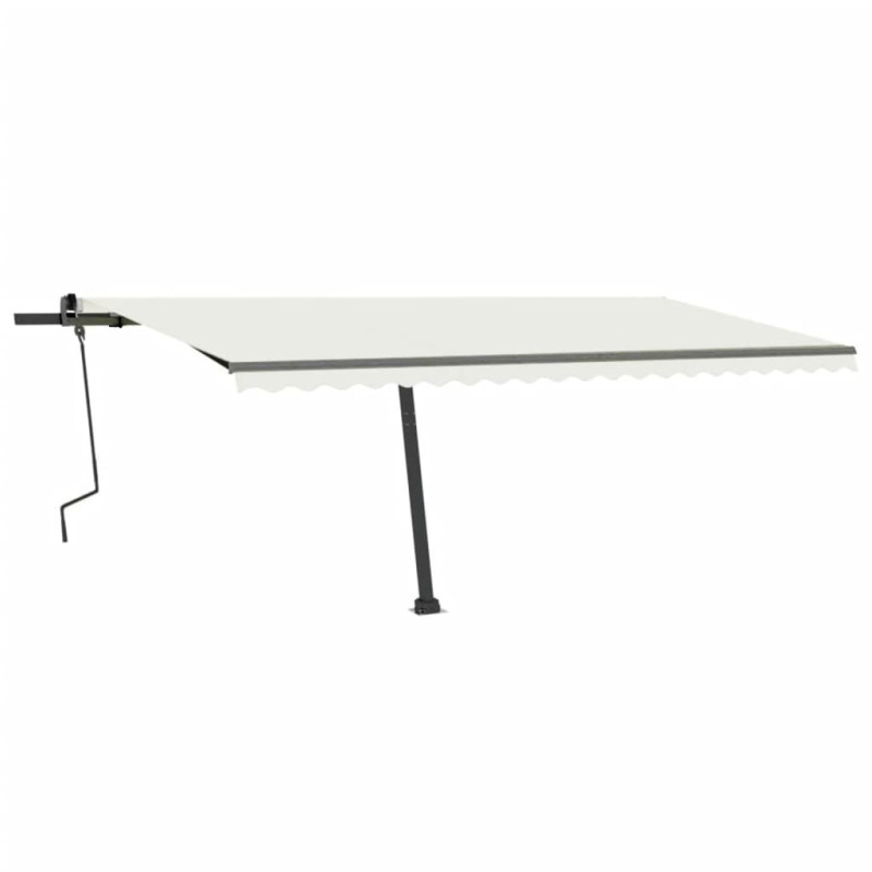 Ręcznie zwijana markiza z LED, 500 x 300 cm, kremowa