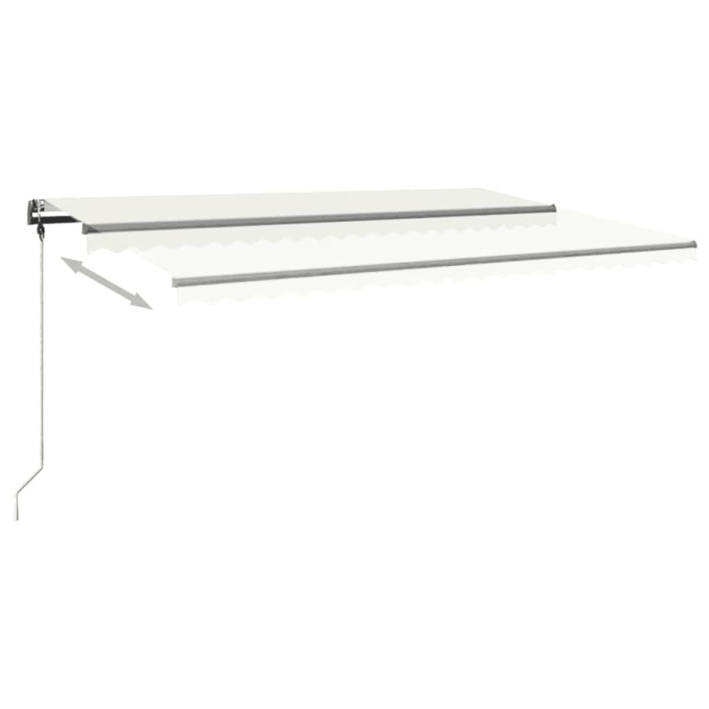 Ręcznie zwijana markiza z LED, 500 x 300 cm, kremowa