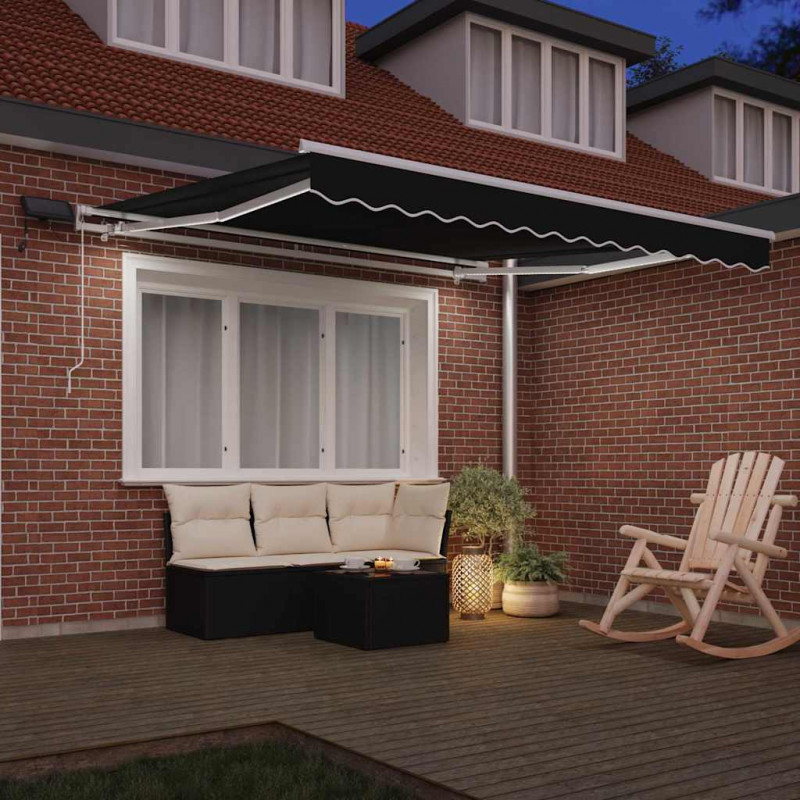 Markiza zwijana Czarny 300 x 250 cm Tkanina i Stal