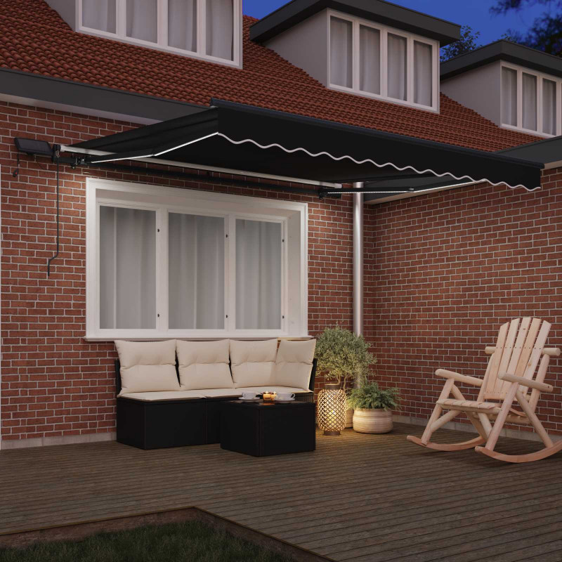 Markiza zwijana Ze LED Lights Czarny 300 x 250 cm tkanina