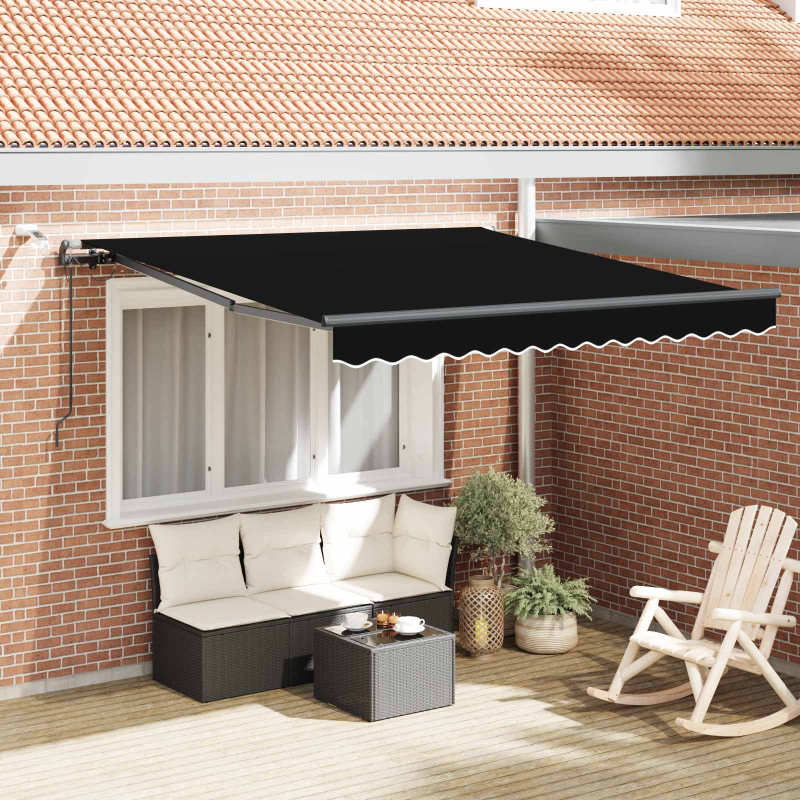 Tkanina Zadaszenia z Czarny 300 x 250 cm Poliester
