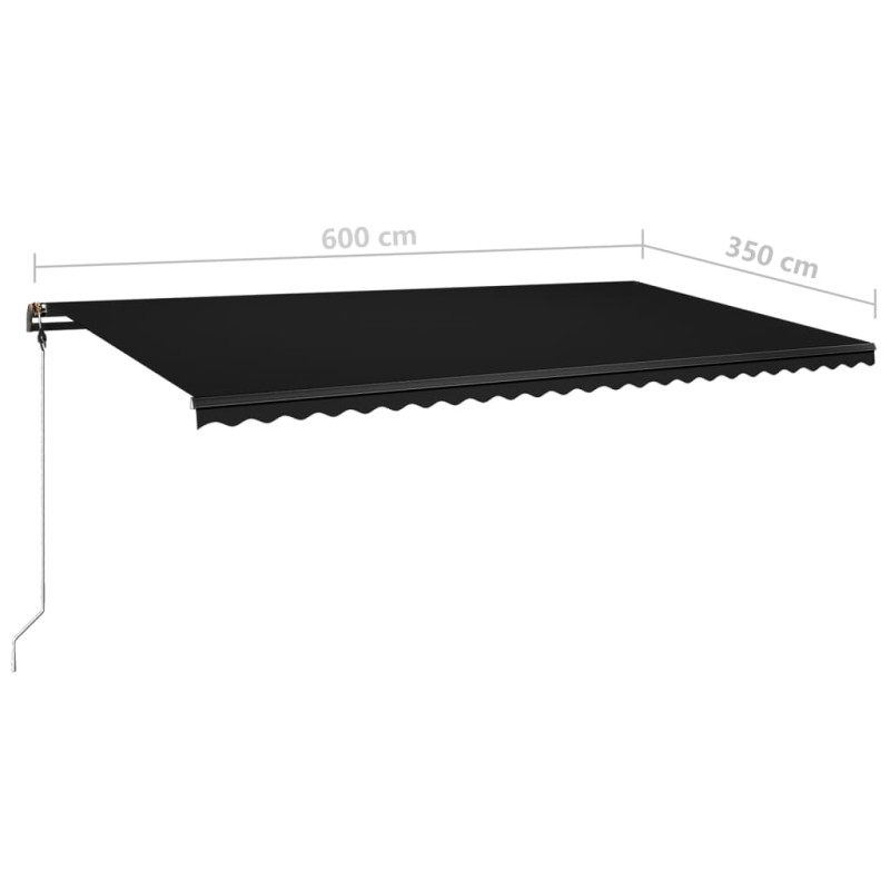 Ręcznie zwijana markiza z LED, 600x350 cm, antracytowa
