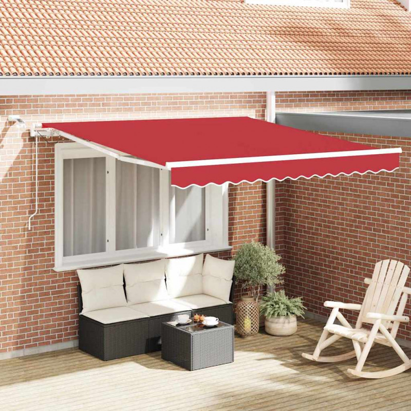 Markiza zwijana Czerwony 300 x 250 cm Poliester i Metal