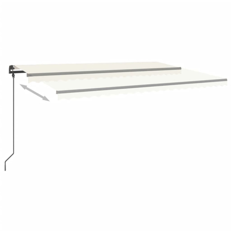 Ręcznie zwijana markiza z LED, 5x3 m, kremowa