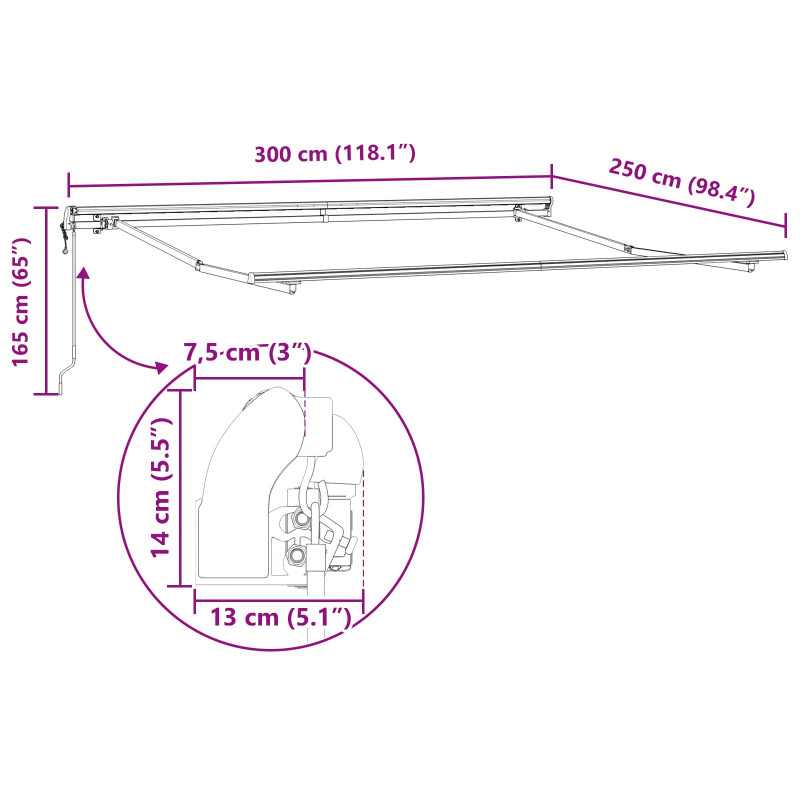 Markiza zwijana Zielony i Biały 300 x 250 cm