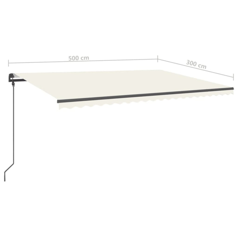 Ręcznie zwijana markiza z LED, 5x3 m, kremowa