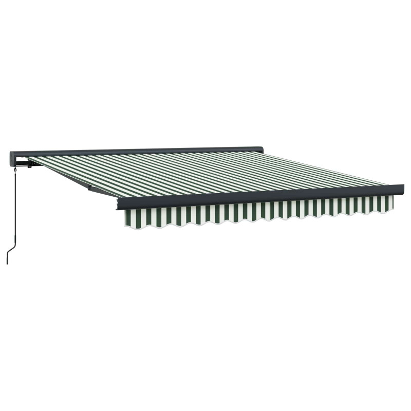 Markiza zwijana Zielony i Biały 300 x 250 cm Tkanina i Metal