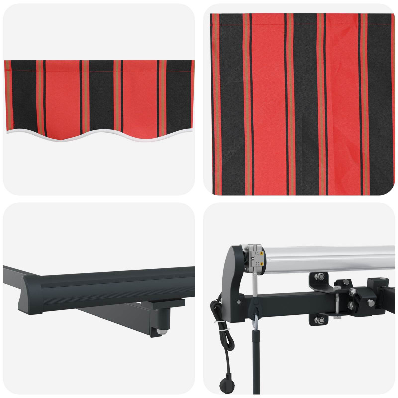 Markiza zwijana Czerwony i Czarny 350 x 250 cm
