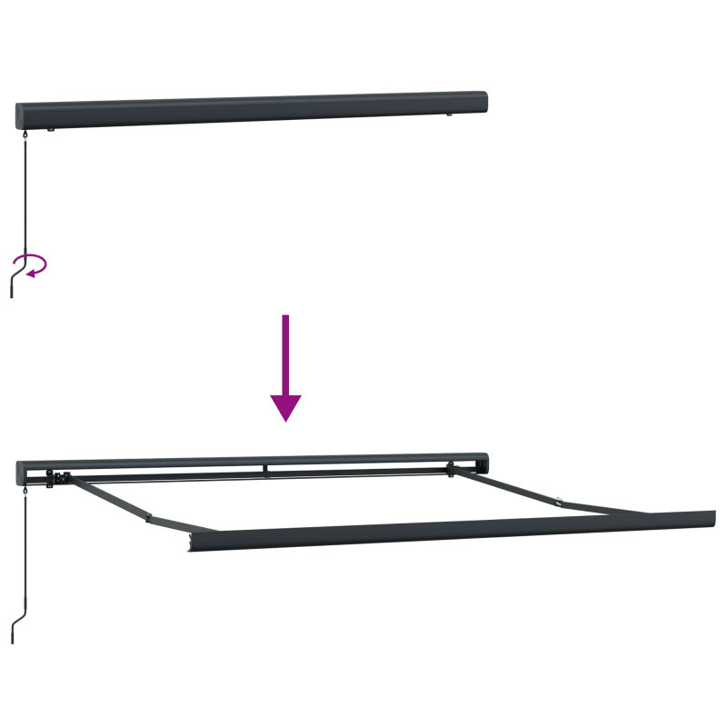 Markiza zwijana Czerwony i Czarny 350 x 250 cm Tkanina i Metal