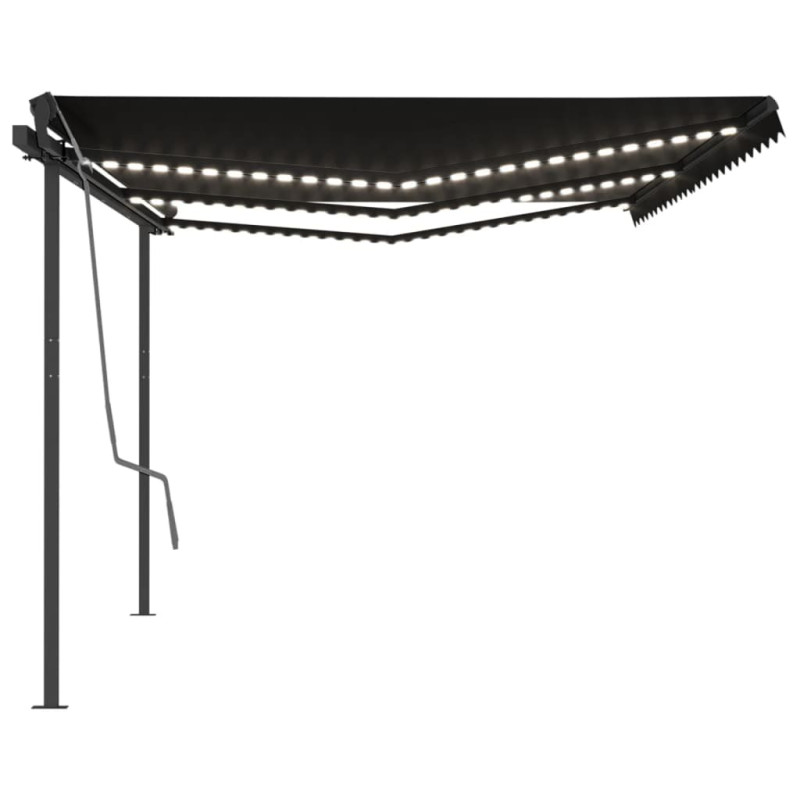 Ręcznie zwijana markiza z LED, 6x3,5 m, antracytowa