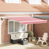 Markiza zwijana Czerwony i Biały 350 x 250 cm Tkanina i Stal