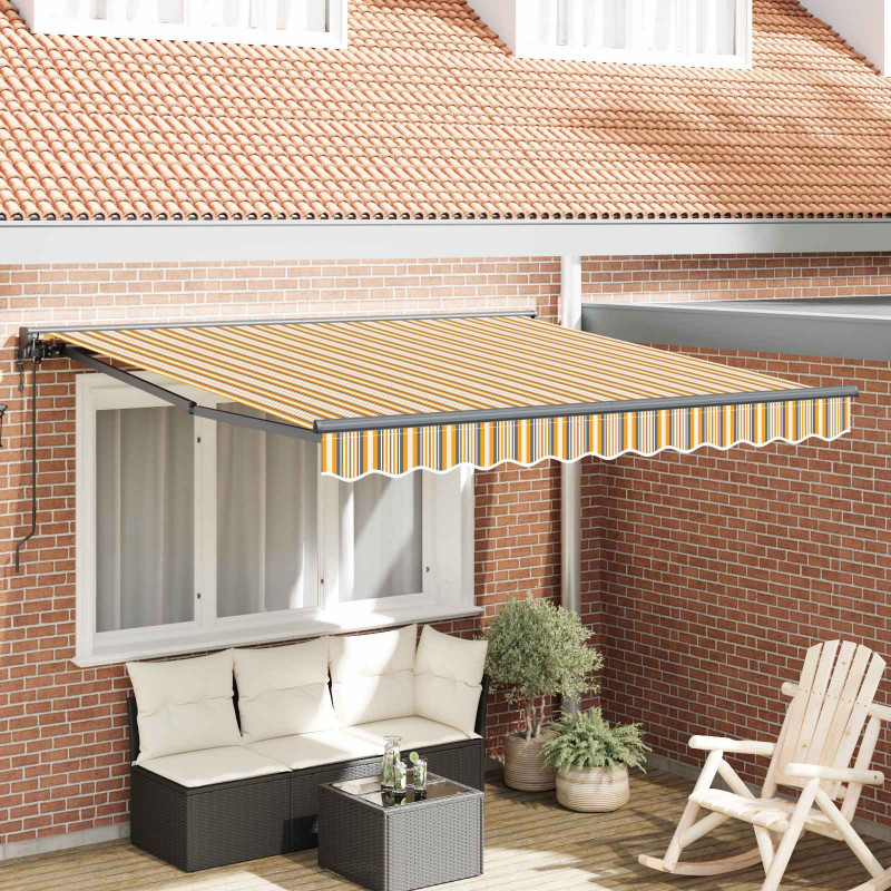 Markiza zwijana Żółty i Szary 350 x 250 cm Aluminium i Tkanina