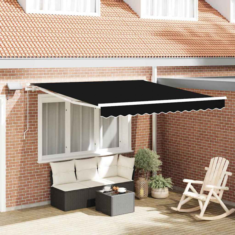 Markiza zwijana Czarny 350 x 250 cm Tkanina i Stal