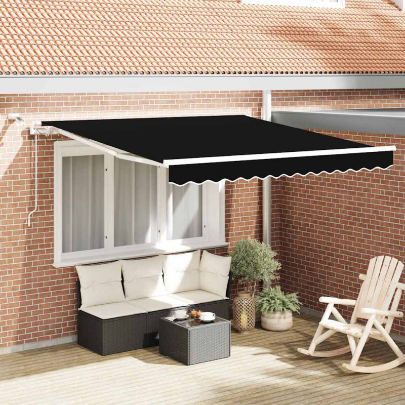 Markiza zwijana Czarny 350 x 250 cm Poliester i Metal