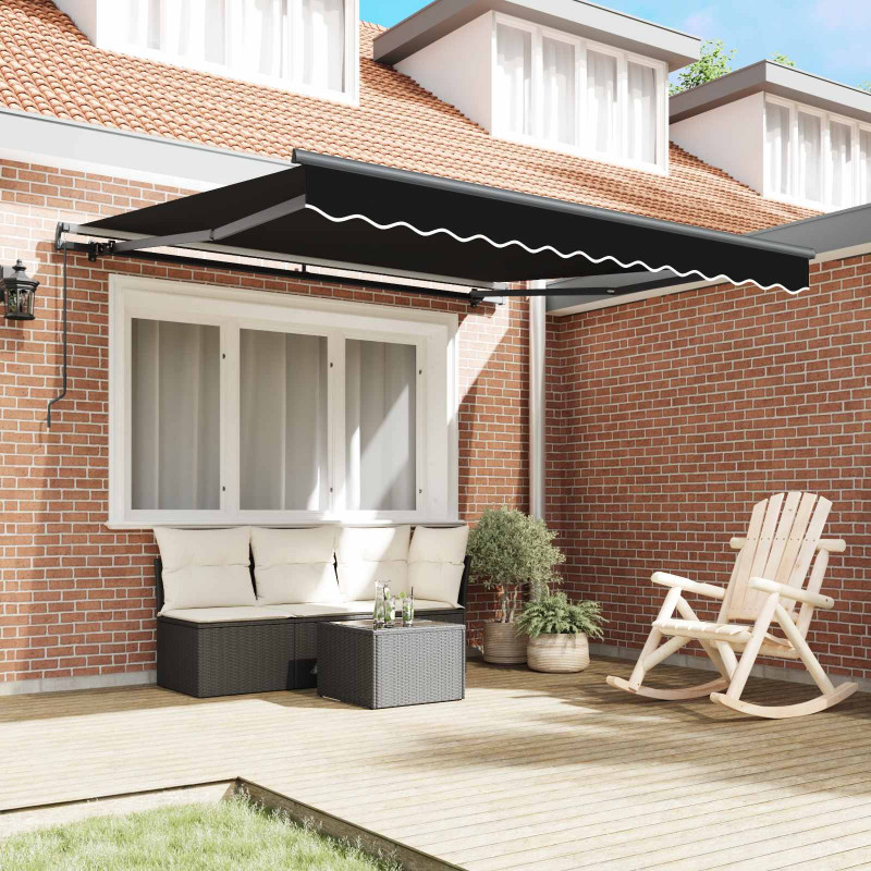 Markiza zwijana Czarny 350 x 250 cm Poliester i Stal
