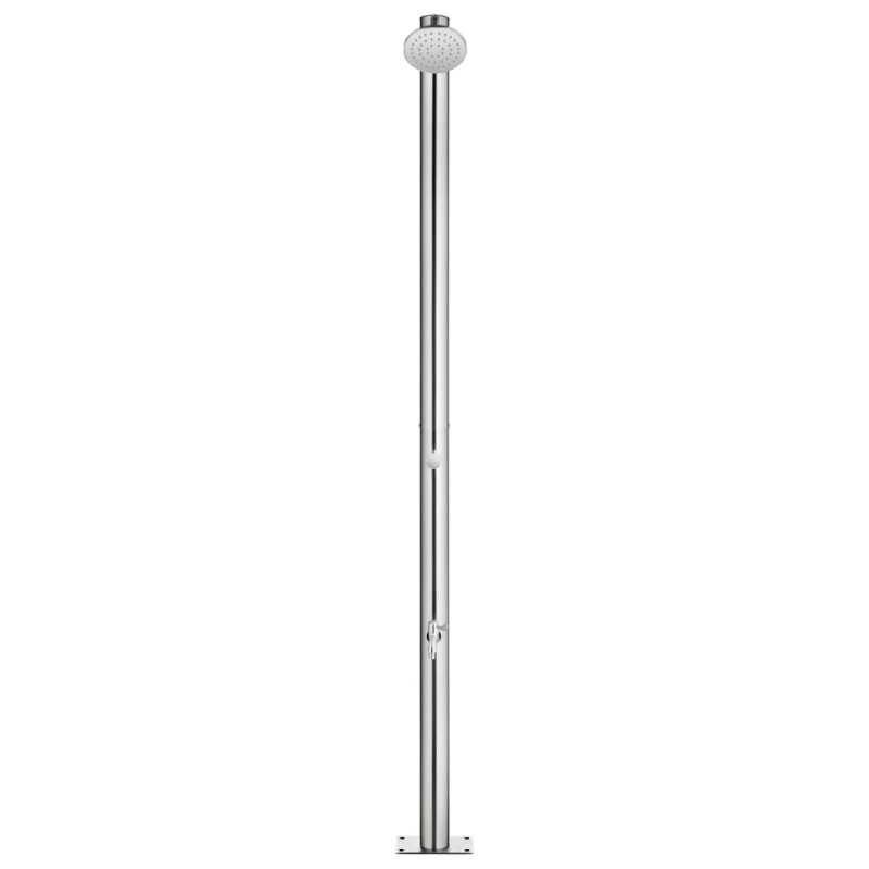 Prysznic ogrodowy z szarą podstawą, 220 cm, stal nierdzewna