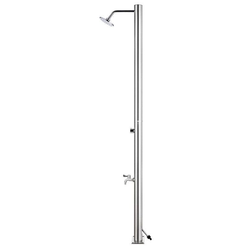 Prysznic ogrodowy z szarą podstawą, 220 cm, stal nierdzewna