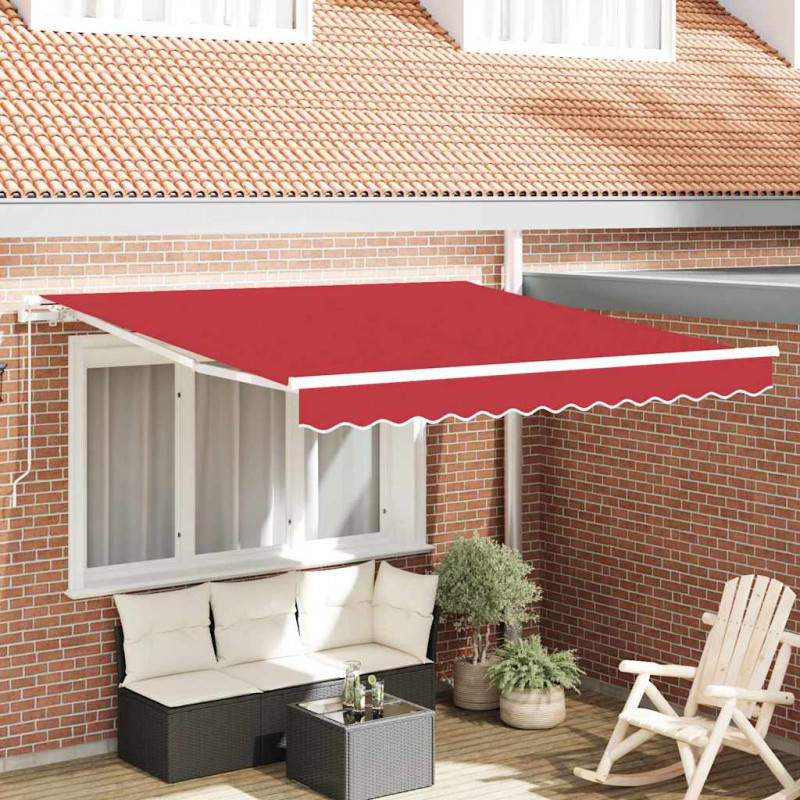 Markiza zwijana Czerwony 350 x 250 cm Poliester i aluminium