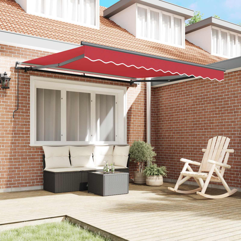 Markiza zwijana Czerwony 350 x 250 cm Poliester i Stal