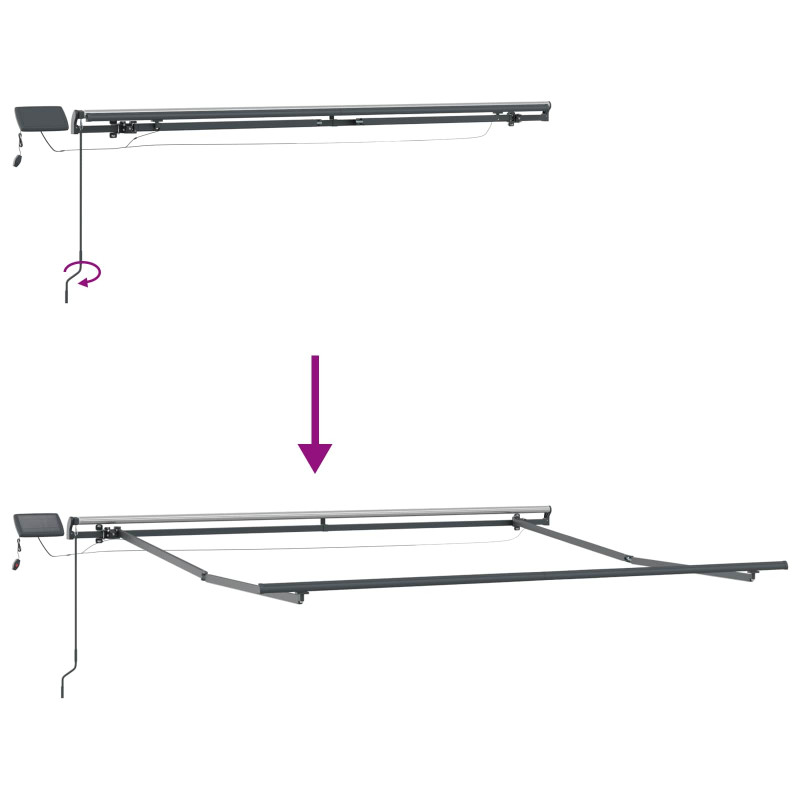 Markiza zwijana Ze LED Lights Czerwony 350 x 250 cm tkanina
