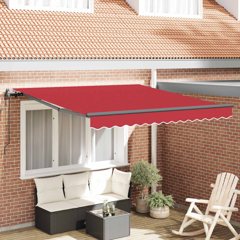 Markiza zwijana Czerwony 350 x 250 cm Tkanina i aluminium