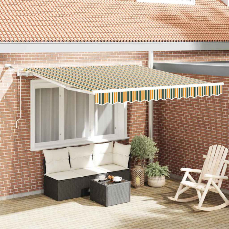 Markiza zwijana Zielony i Żółty 350 x 250 cm Poliester i Metal