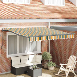 Markiza zwijana Zielony i żółty 350 x 250 cm Poliester i Stal