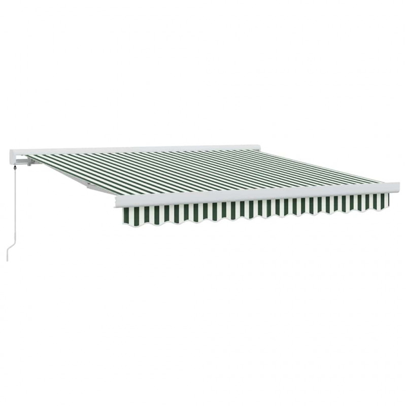 Markiza zwijana Zielony i Biały 350 x 250 cm Tkanina i Metal