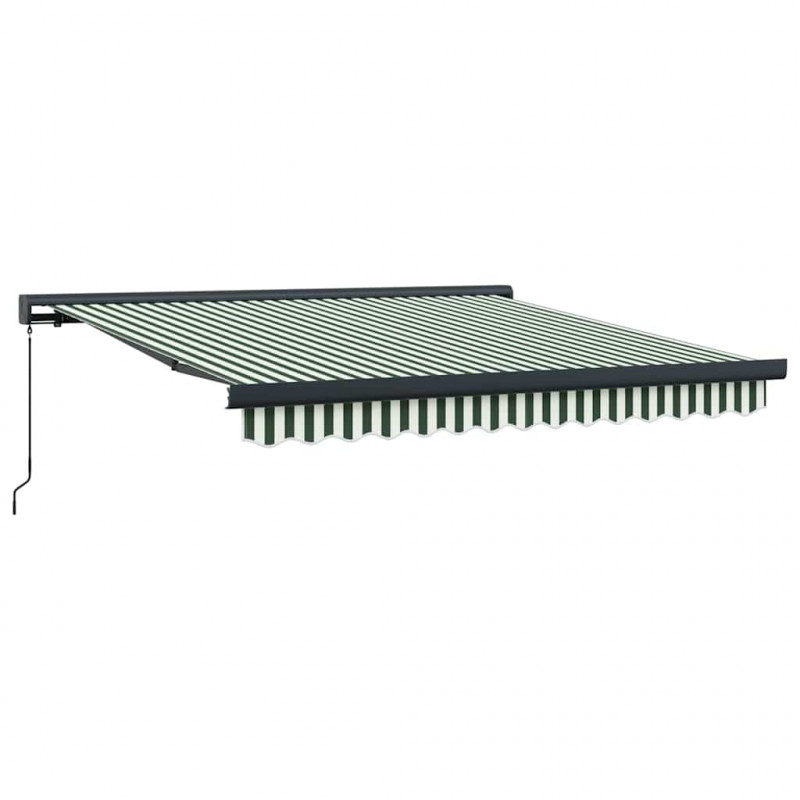 Markiza zwijana Zielony i Biały 350 x 250 cm Tkanina i Metal