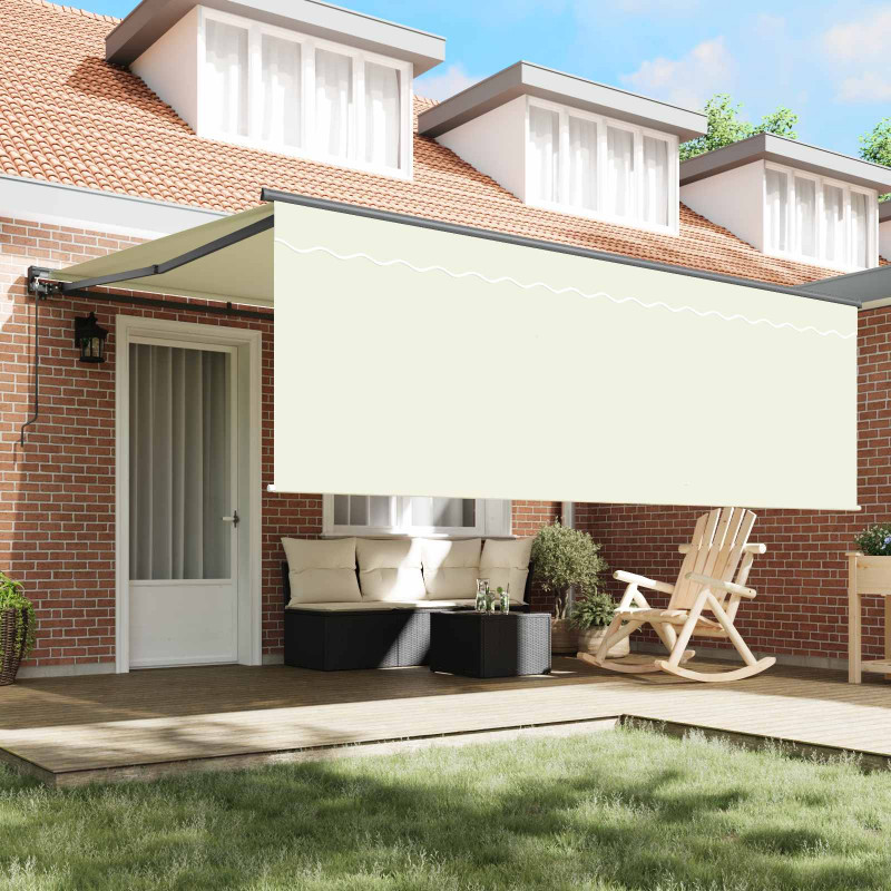 Markiza zwijana Kremowy 400 × 300 cm Poliester i aluminium