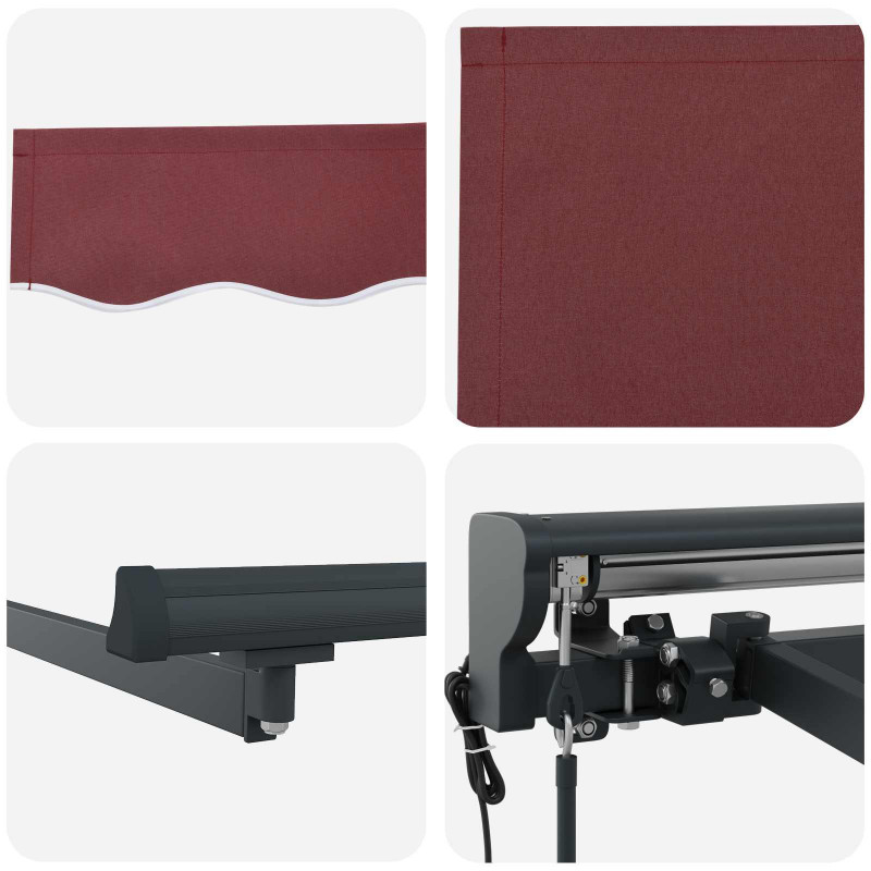 Rama markizy bordowy 400 × 300 cm Poliester z powłoką PU