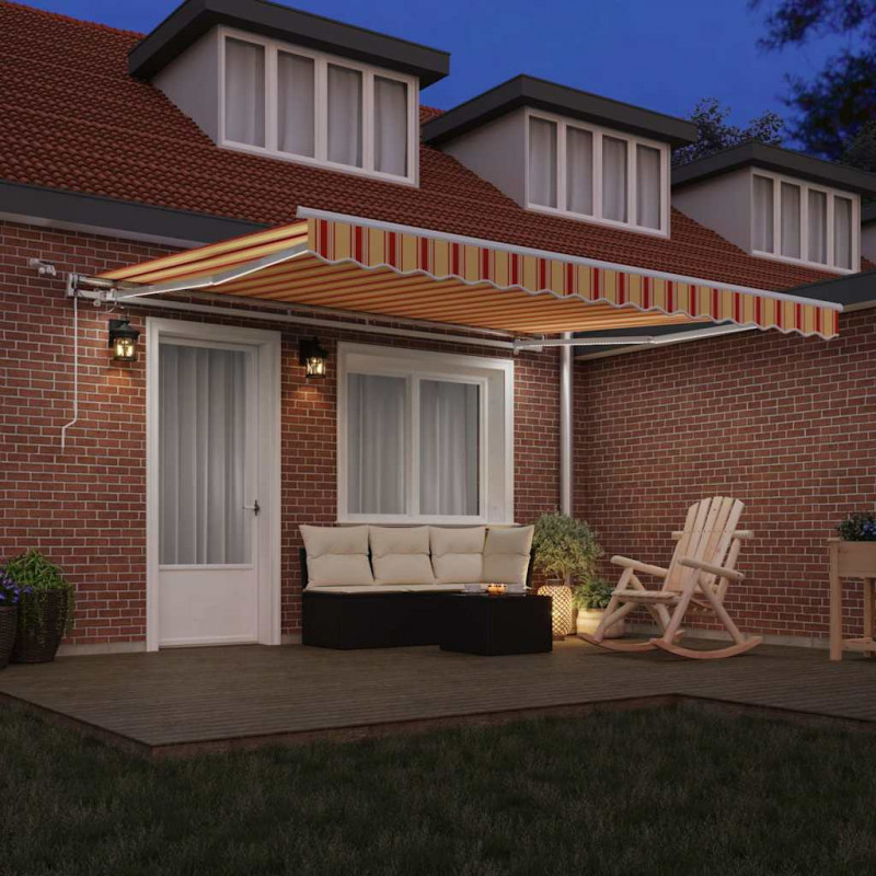Markiza zwijana Ze LED Lights Żółty i pomarańczowy 400 × 300 cm