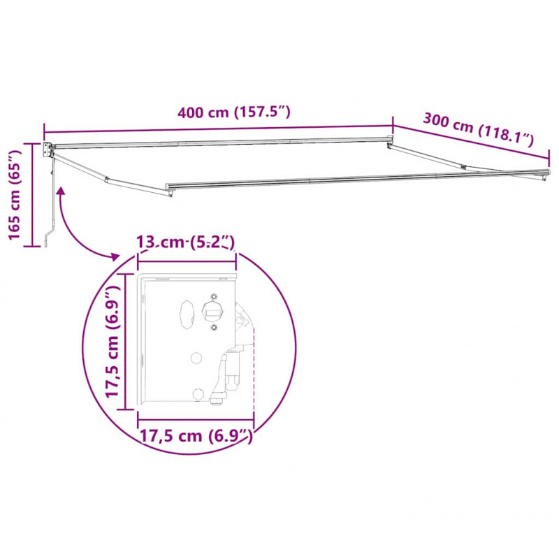 Markiza zwijana Czerwony i Biały 400 × 300 cm